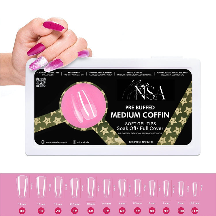 Gel Nail Extensions - Pre Buffed Tips - NSI Australia