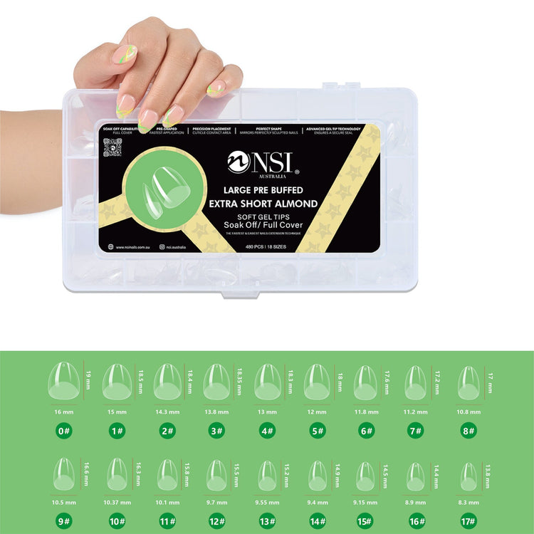 Gel Nail Extensions - Pre Buffed Tips - NSI Australia