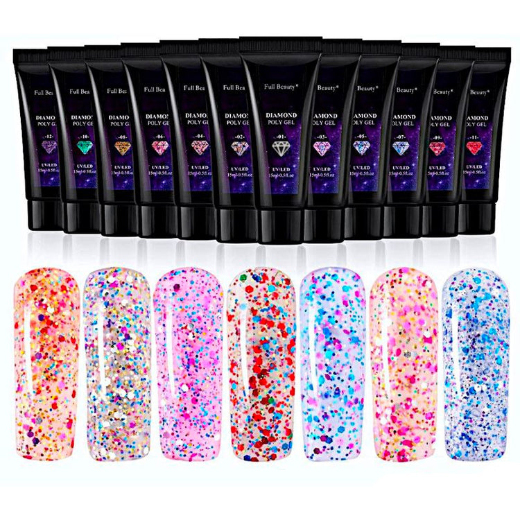 Glitter Diamond PolyGel - Gel In A Tube - NSI Australia