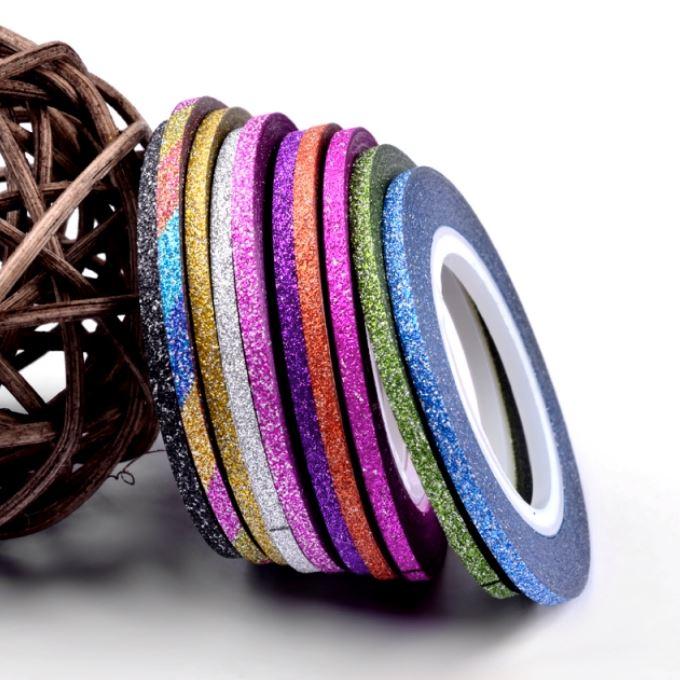 Glitter Nail Art Striping Tape Line - 10 Rolls (1mm wide) - NSI Australia