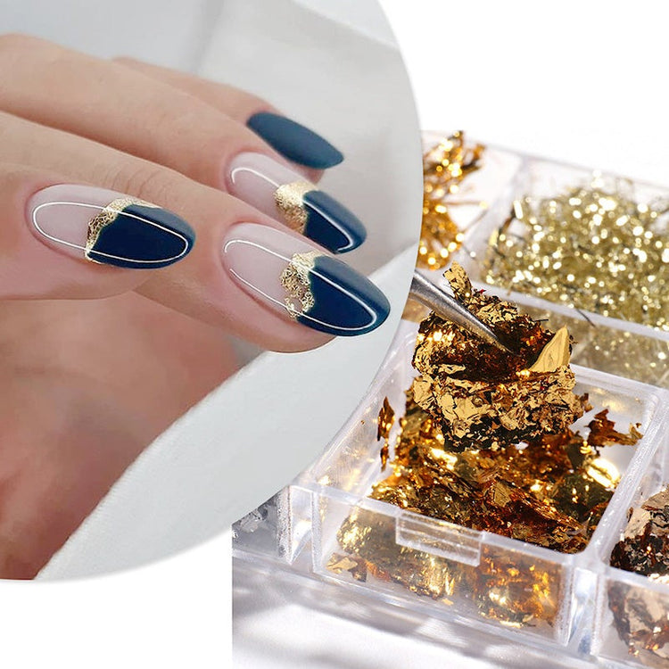 Gold And Silver Aluminum Foil Flakes Strip And Leaf (6-Grid Tray) - NSI Australia