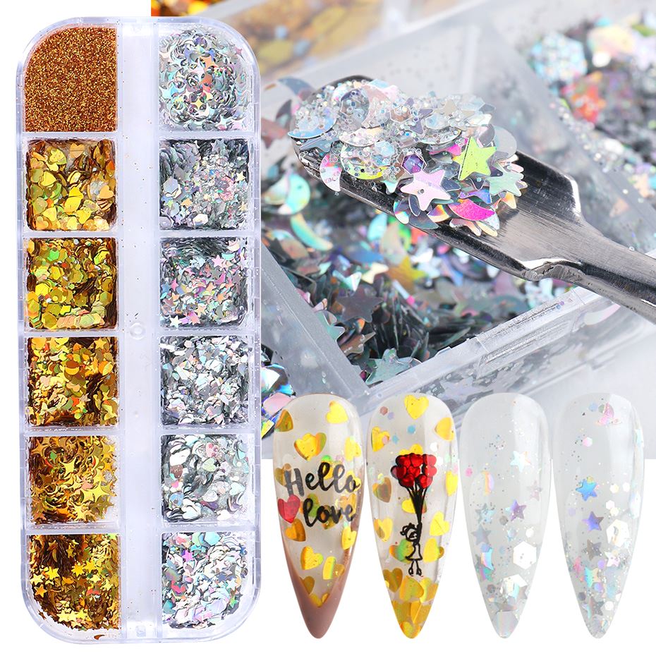 Gold And Silver Glitters Sequins Mixed Shapes Tray - NSI Australia
