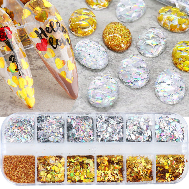 Gold And Silver Glitters Sequins Mixed Shapes Tray - NSI Australia