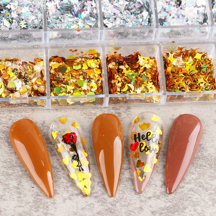 Gold And Silver Glitters Sequins Mixed Shapes Tray - NSI Australia
