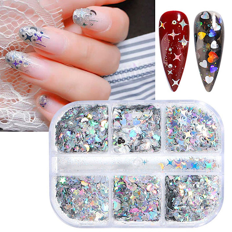 Ultra-Thin Sequins Glitters Nail Art (6-Grid Tray) - NSI Australia