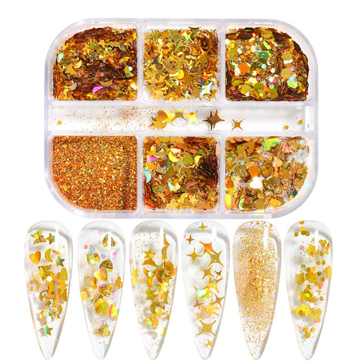 Ultra-Thin Sequins Glitters Nail Art (6-Grid Tray) - NSI Australia