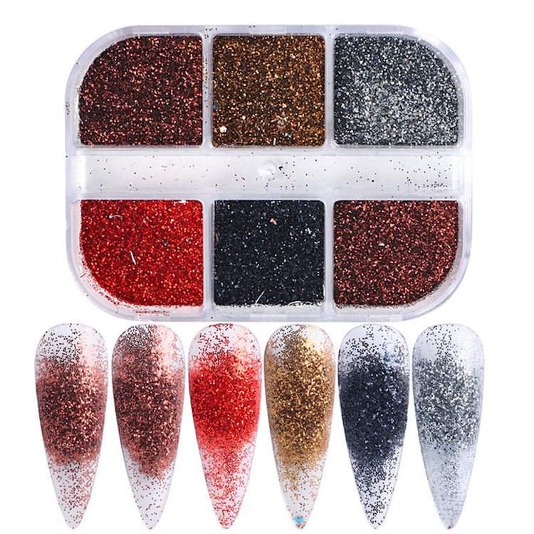 Ultra-Thin Sequins Glitters Nail Art (6-Grid Tray) - NSI Australia
