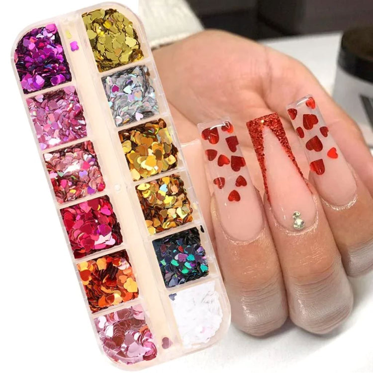 Heart Glitter Sequins - Valentine's Day Nail Art Decoration - NSI Australia