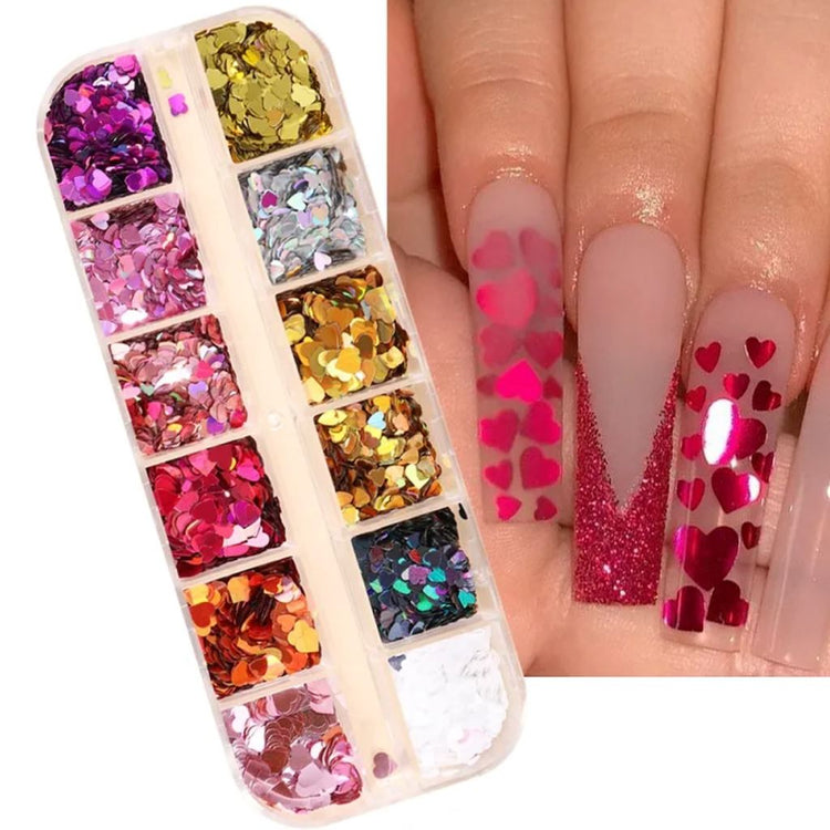Heart Glitter Sequins - Valentine's Day Nail Art Decoration - NSI Australia