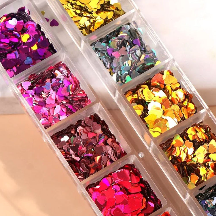 Heart Glitter Sequins - Valentine's Day Nail Art Decoration - NSI Australia