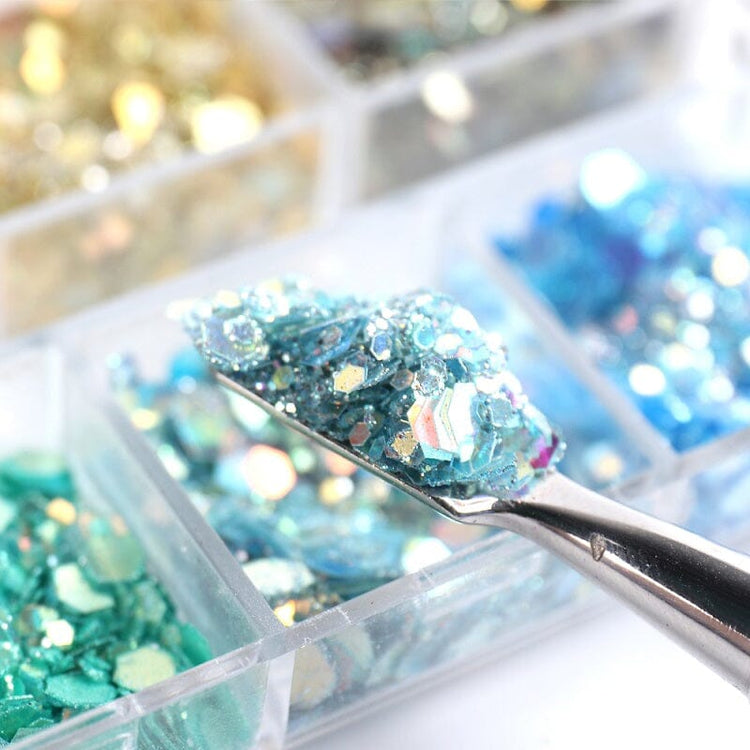 Hexagon Sequins Glitter Nail Art Tray - NSI Australia