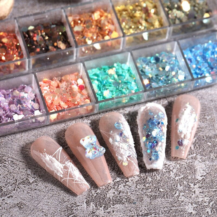 Hexagon Sequins Glitter Nail Art Tray - NSI Australia