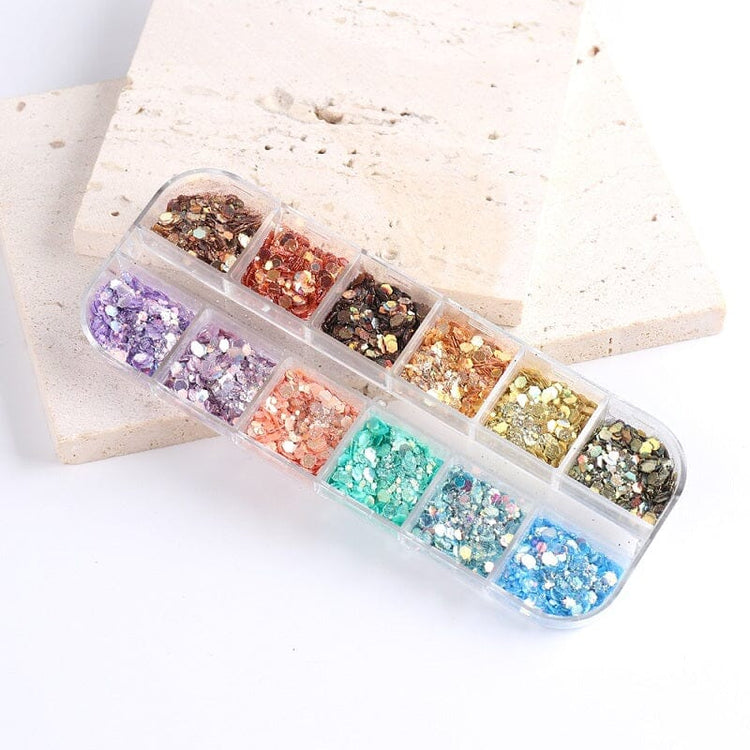 Hexagon Sequins Glitter Nail Art Tray - NSI Australia