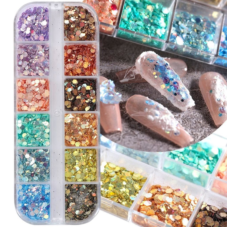 Hexagon Sequins Glitter Nail Art Tray - NSI Australia