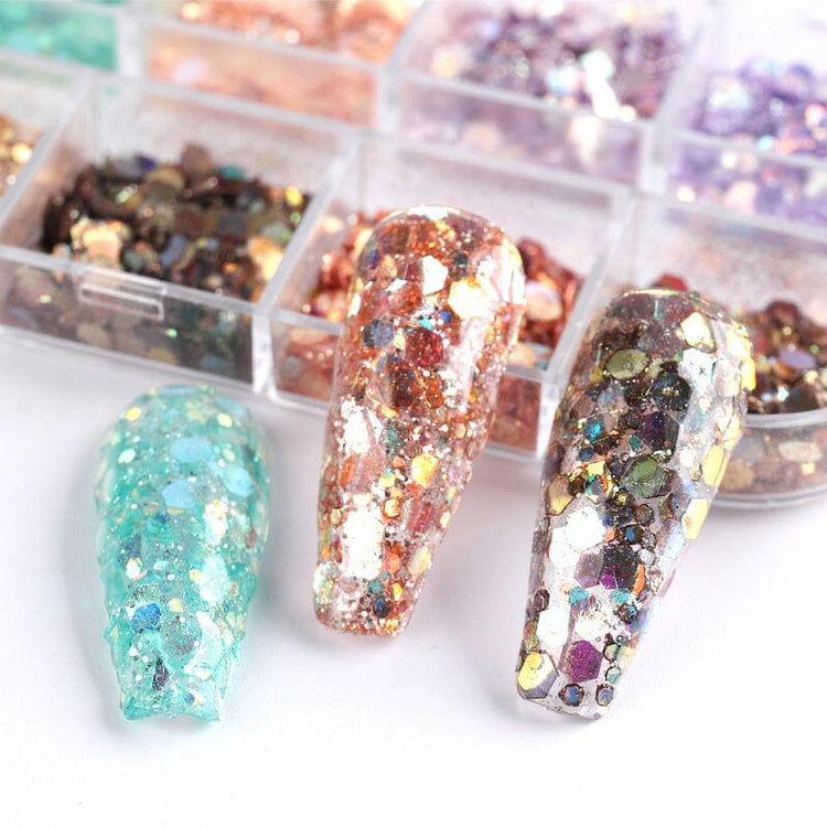 Hexagon Sequins Glitter Nail Art Tray - NSI Australia