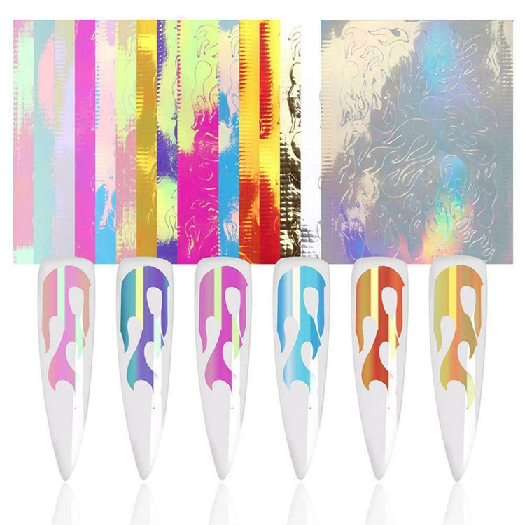 Holographic Fire Flame Stickers 16Pcs - NSI Australia