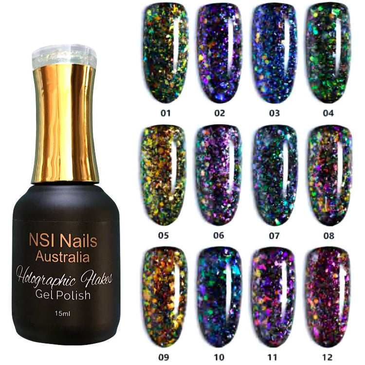 Holographic Flakes Gel Polish - NSI Australia