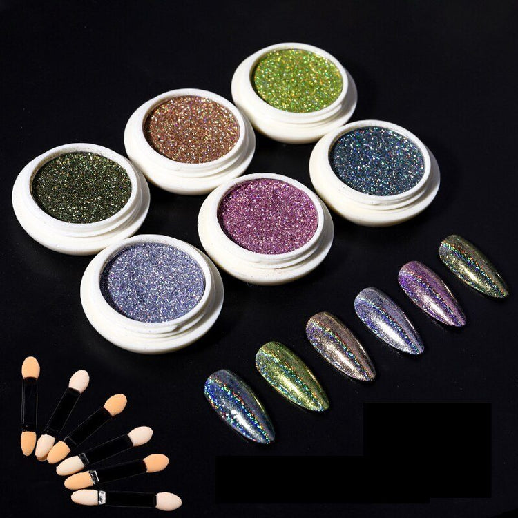 Holographic Glitter Chrome Powder Set 6pcs - NSI Australia