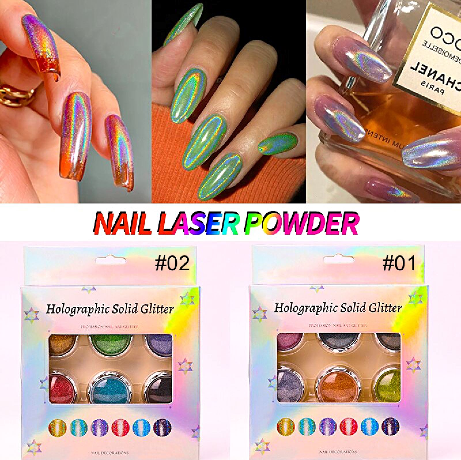 Holographic Glitter Chrome Powder Set 6pcs - NSI Australia