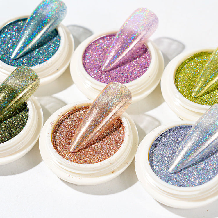 Holographic Glitter Chrome Powder Set 6pcs - NSI Australia
