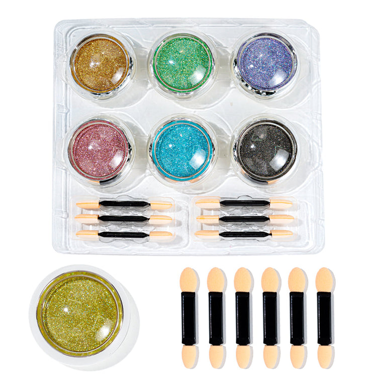 Holographic Glitter Chrome Powder Set 6pcs - NSI Australia