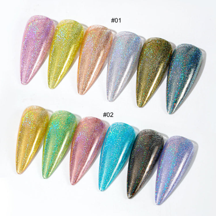 Holographic Glitter Chrome Powder Set 6pcs - NSI Australia