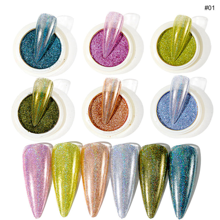 Holographic Glitter Chrome Powder Set 6pcs - NSI Australia