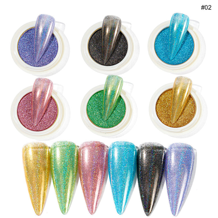 Holographic Glitter Chrome Powder Set 6pcs - NSI Australia