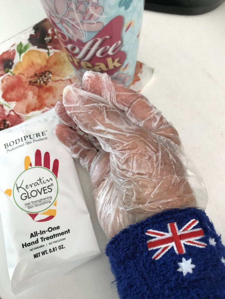 Keratin Gloves Natural Moisturising Hands Treatment - Bodipure white sachet - NSI Australia
