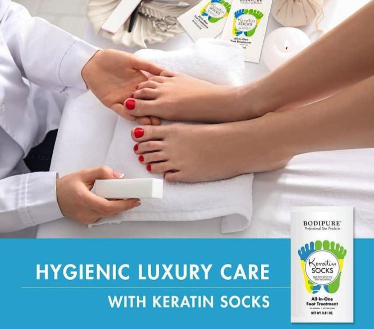 Keratin Socks Natural Moisturising Foot Treatment - Bodipure white sachet - NSI Australia