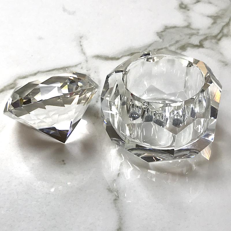 Crystal Glass Jar 50ml with Stone Diamond Shape - NSI Australia