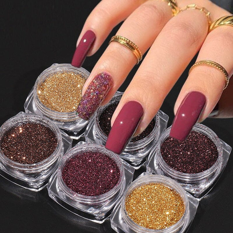 Laser Reflective Nail Glitter - 6 Jars Set - NSI Australia