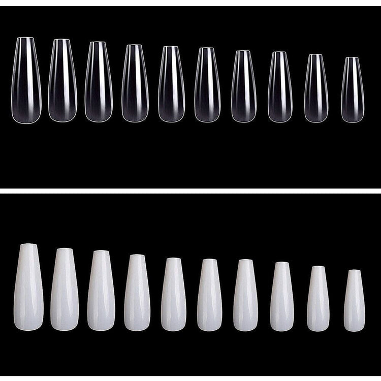 LONG COFFIN Nail Tips - Tray 100ct - NSI Australia