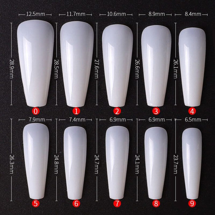 LONG COFFIN Nail Tips - Tray 100ct - NSI Australia