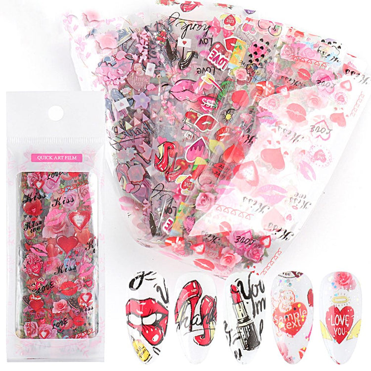 Love and Heart Nail Foil 10pcs - NSI Australia
