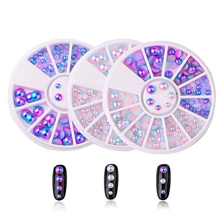 Mermaid Half Pearls Mixed Sizes Nail Art Decoration Wheel - NSI Australia