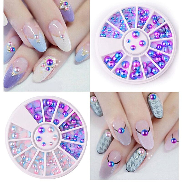 Mermaid Half Pearls Mixed Sizes Nail Art Decoration Wheel - NSI Australia