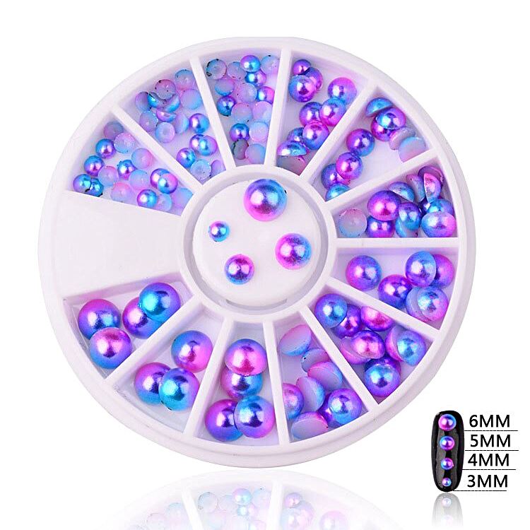 Mermaid Half Pearls Mixed Sizes Nail Art Decoration Wheel - NSI Australia