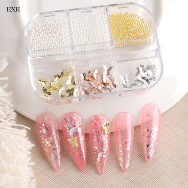 6 Boxes 3D Rose Flower Butterfly Nail Charms Acrylic Pink Black Blue 3D  Butterfly Rose Flower Nail Art Charms Mix Pearl Gold Metal Round Beads for  Nail Art Designs Accessories DIY Craft