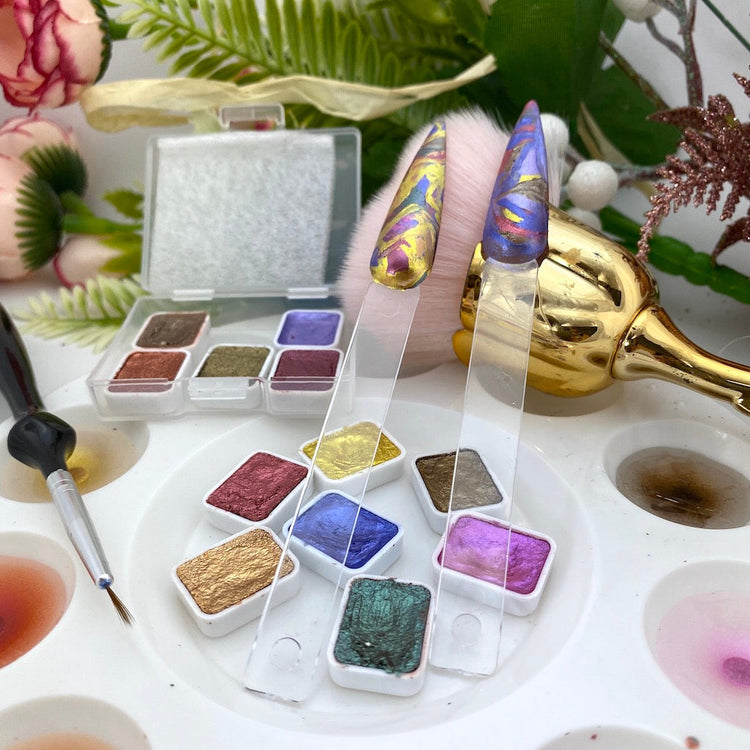 Metallic Marble Paint - Nail Art Watercolour Paint 12pcs - NSI Australia