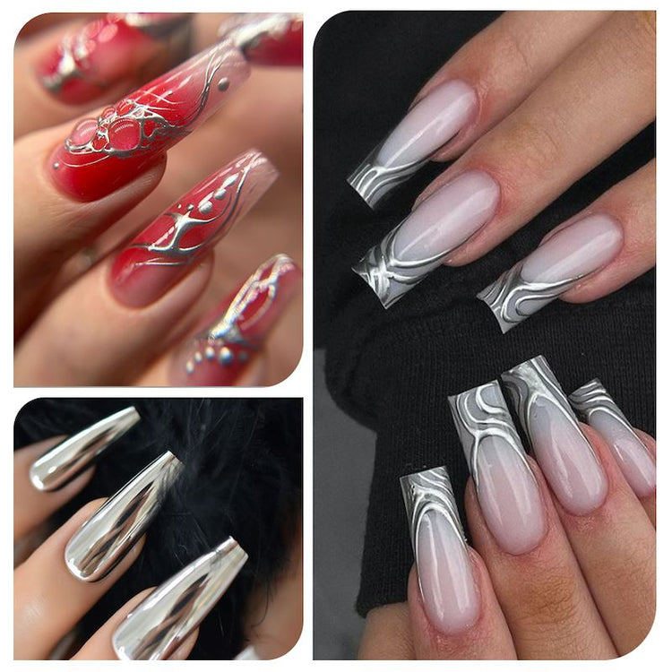 Metallic Silver & Gold Mirror Chrome Gels - NSI Australia