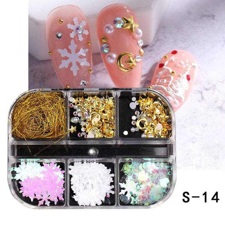 Mix 3D Christmas Nail Art Decoration (6-Grid Tray) - NSI Australia