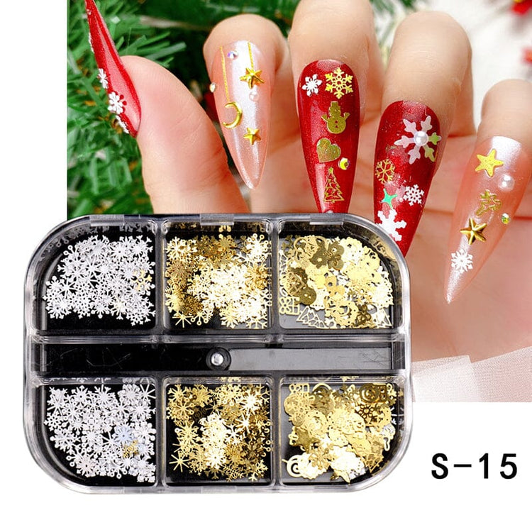 Mix 3D Christmas Nail Art Decoration (6-Grid Tray) - NSI Australia