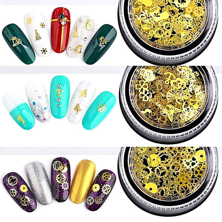 Mix 3D Nail Art Ultra Thin Gold Metal Slices - NSI Australia
