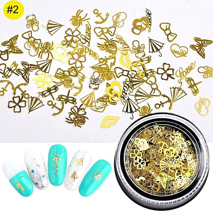 Mix 3D Nail Art Ultra Thin Gold Metal Slices - NSI Australia