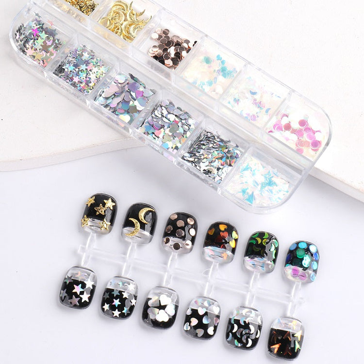 Mix Glitter Flakes Sequins Nail Art Decoration Tray - NSI Australia