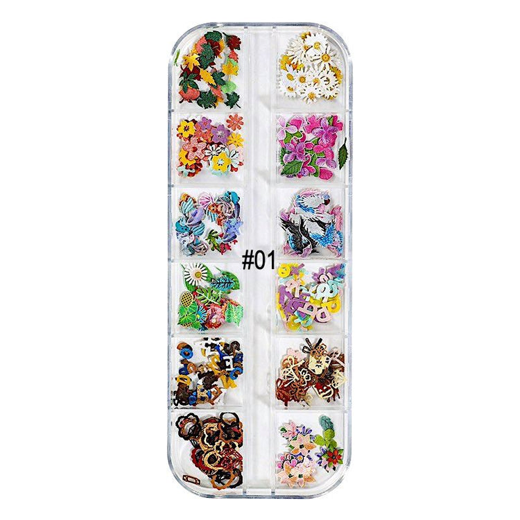 Mix Nail Art Decoration Flowers, Leaves and Butterflies Trays - NSI Australia