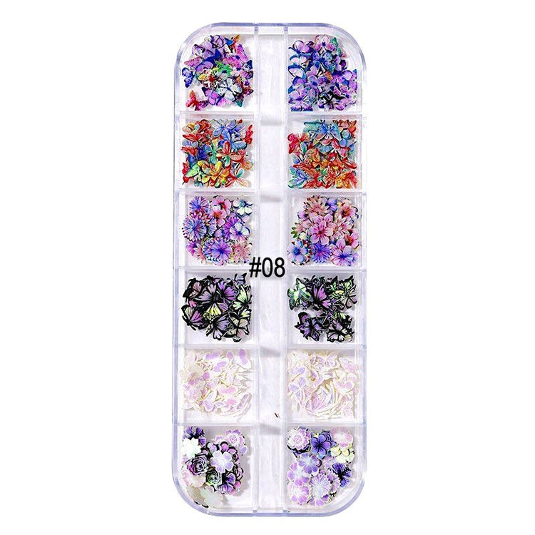 Mix Nail Art Decoration Flowers, Leaves and Butterflies Trays - NSI Australia