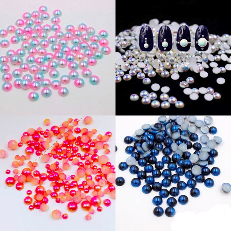 Mixed Colour Half Pearls Nail Art Decoration Wheel ZJPGB-23 - NSI Australia