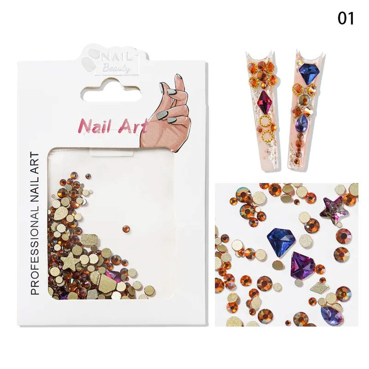 Mixed Colour & Shape Nail Art Rhinestones Pack - NSI Australia